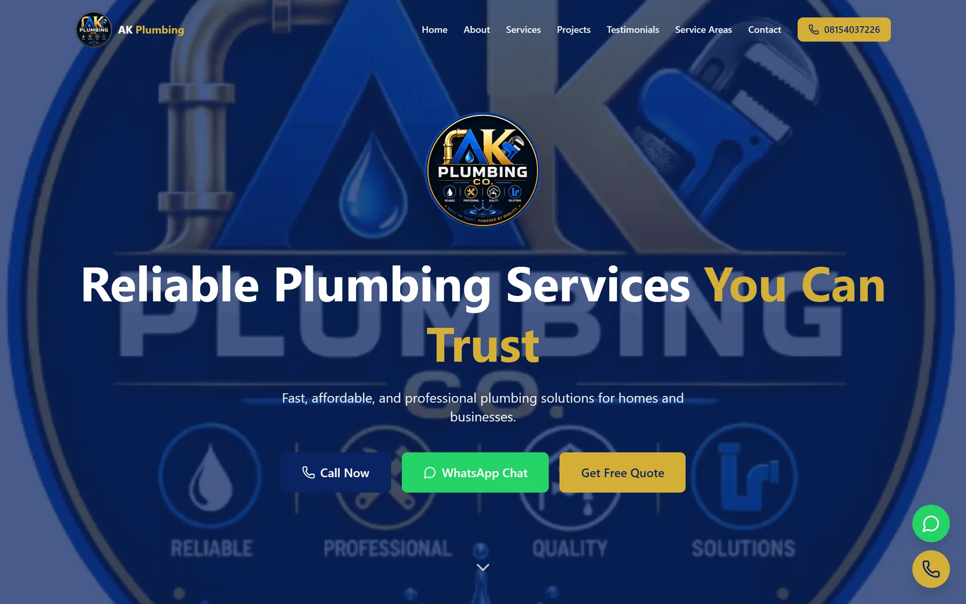 AK Plumbing Co. website